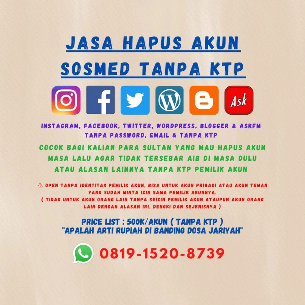 jasa hapus akun tanpa ktp