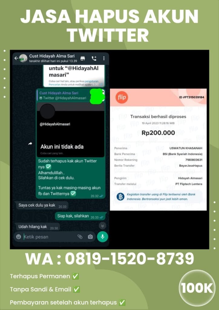 jasa hapus akun twitter lupa password, terkena hack atau akun palsu