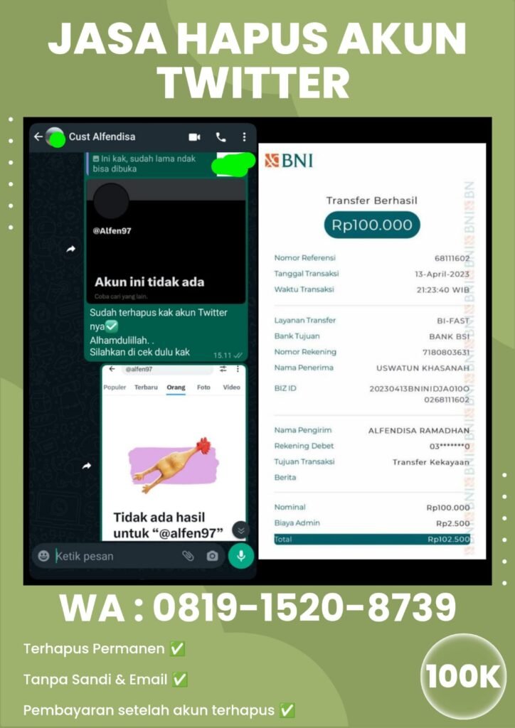jasa hapus akun twitter lupa password, terkena hack atau akun palsu